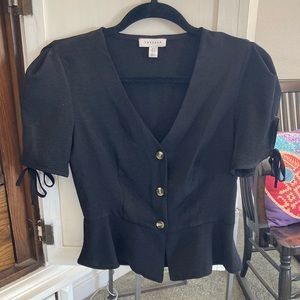 Topshop short sleeve top with buttons and peplum cut